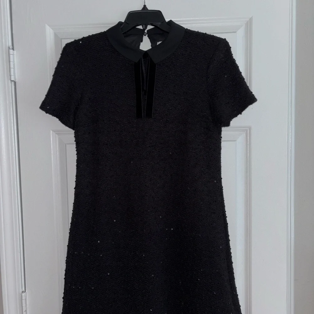 Black Elle Sequin Mini Dress with Peter Pan Collar - Picture 3 of 7